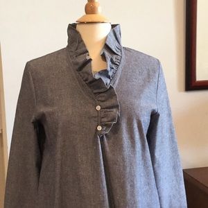 Chambray ruffle tunic